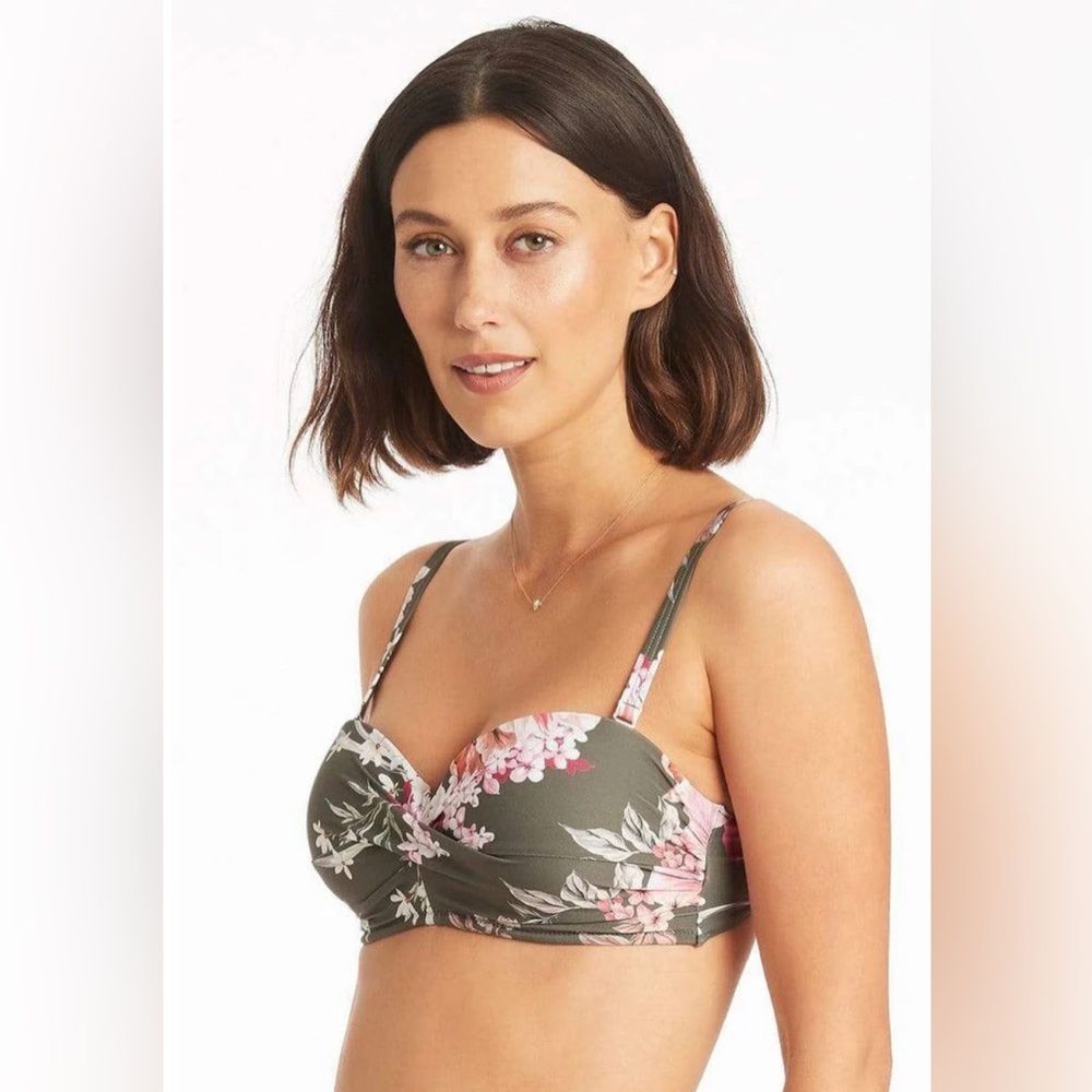 Sea Level Swim Martini Twist Front Bandeau Bikini Top Size 10 NWT